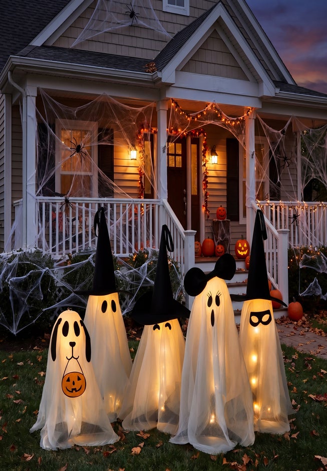 Set of 5 LED Gauze Ghost Family image number 2