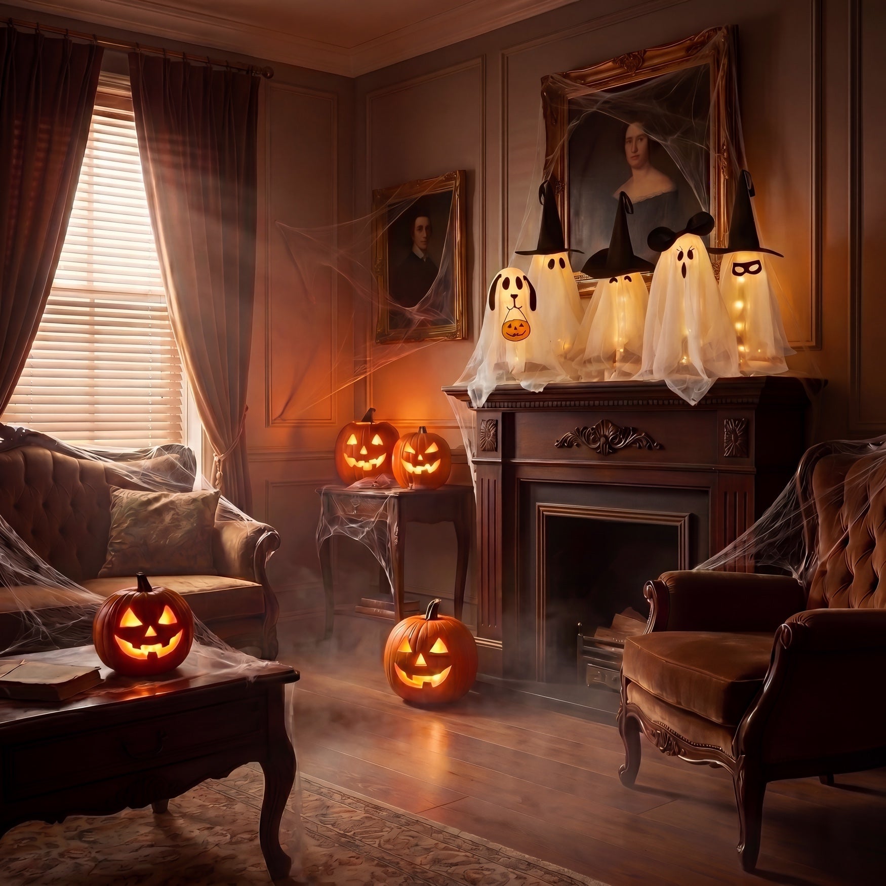 Set of 5 LED Gauze Ghost Family image number 4