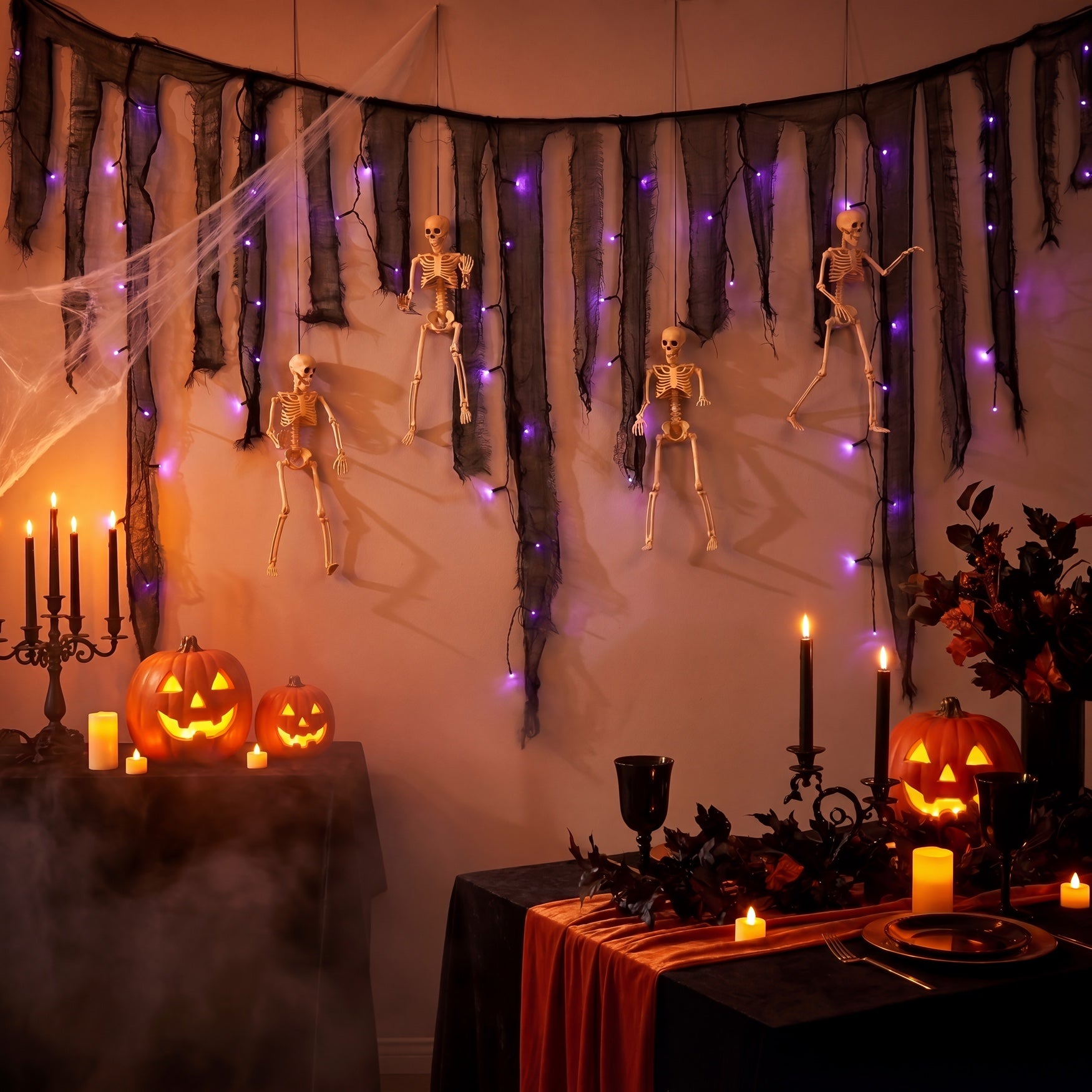 6 Ft. Mini Skeleton Curtain Light image number 3