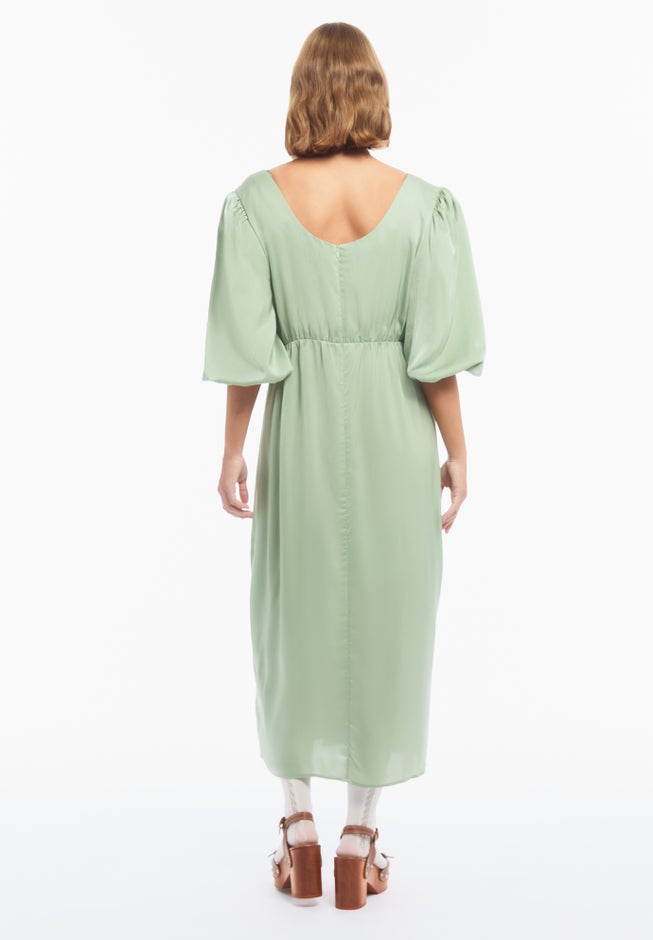 Lace-Trim Satin Midi Slip Dress image number 1