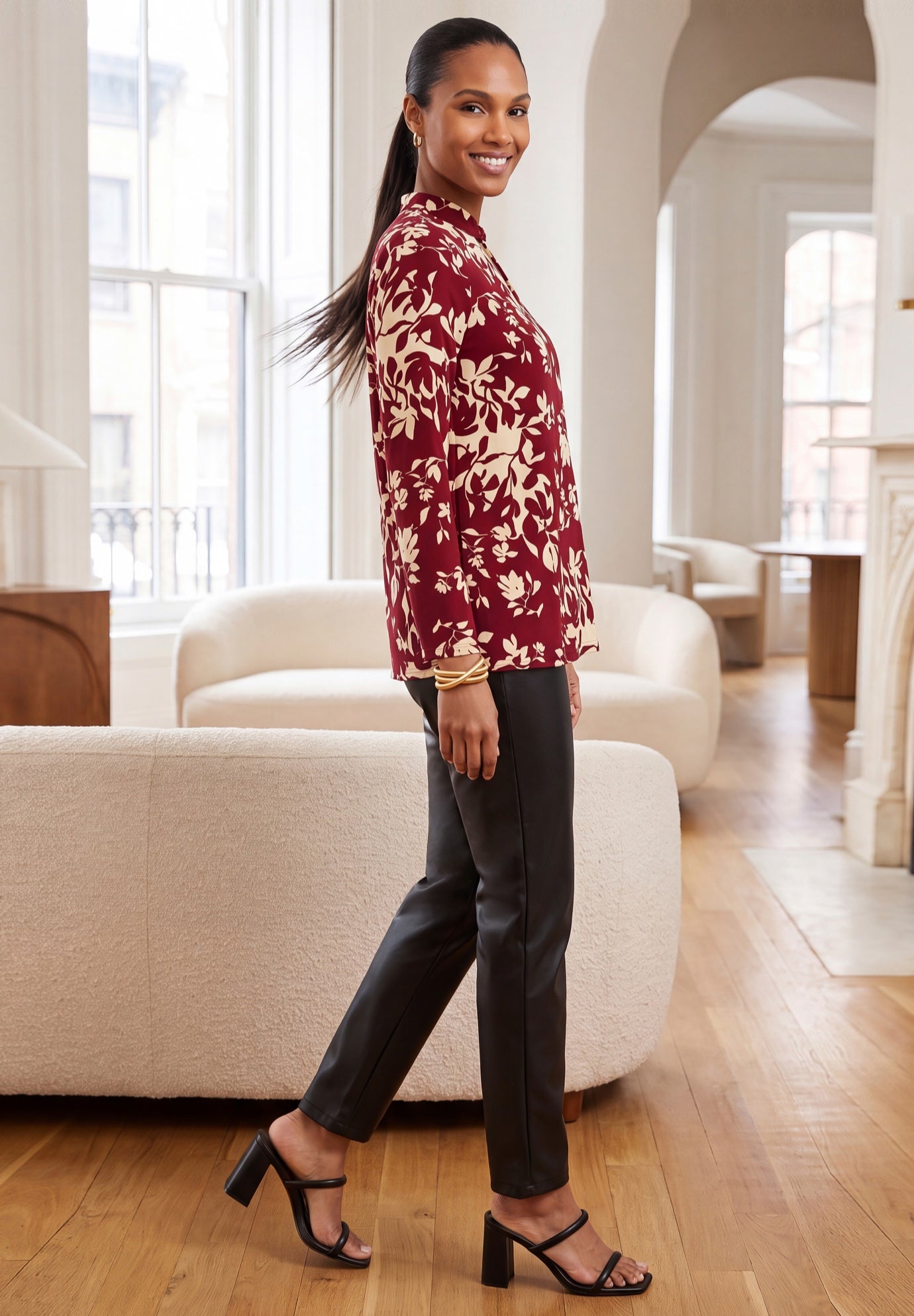 Stretch Cotton Knit Keyhole Twist Tunic image number 2
