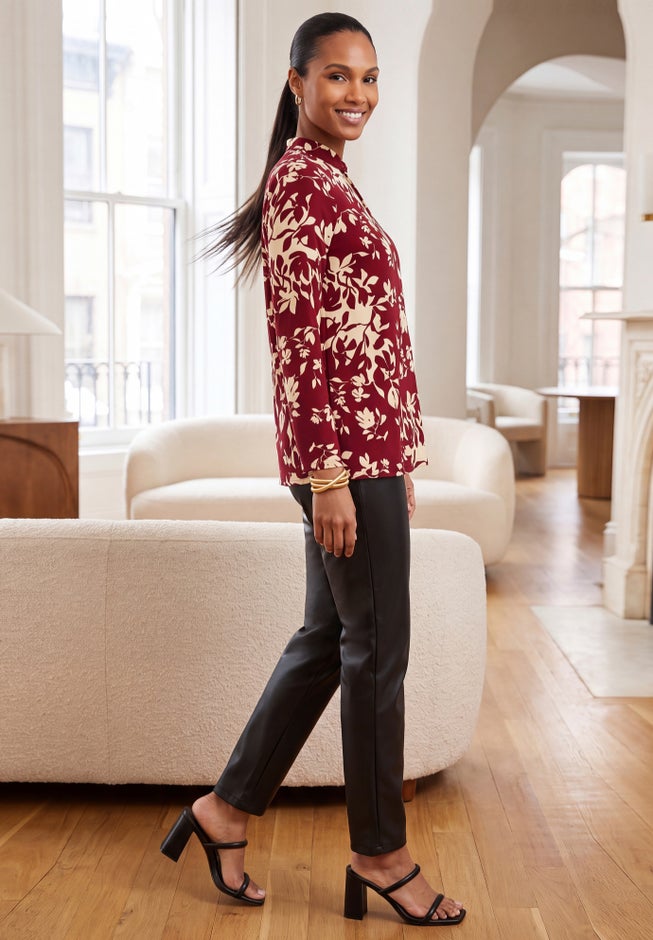 Stretch Cotton Knit Keyhole Twist Tunic image number 2