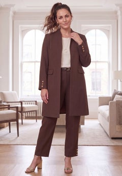 Stretch Crepe Duster Jacket Pantsuit