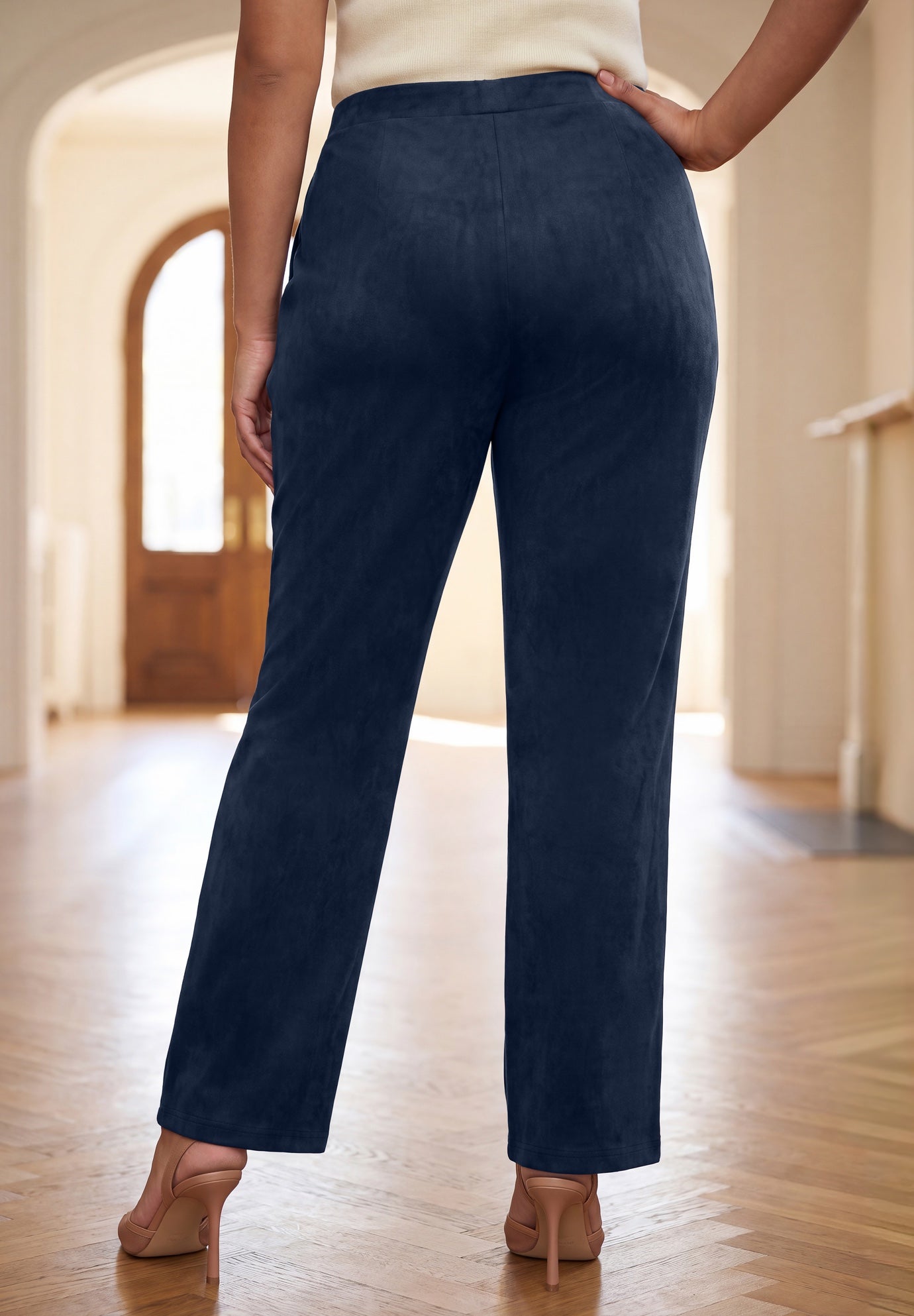Stretch Faux Suede Flare Leg Pant image number 1