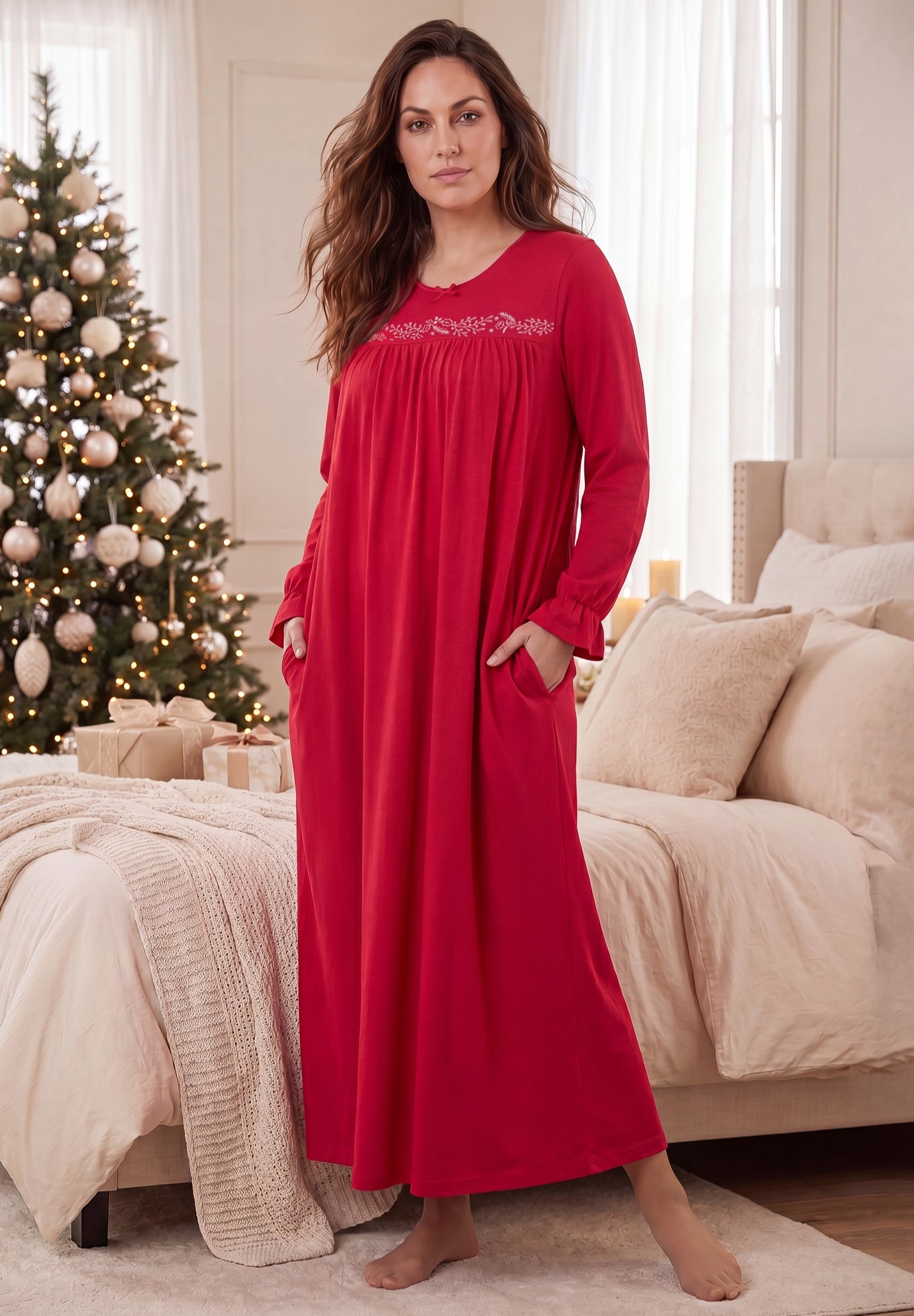 Embroidered Comfort Gown image number 0