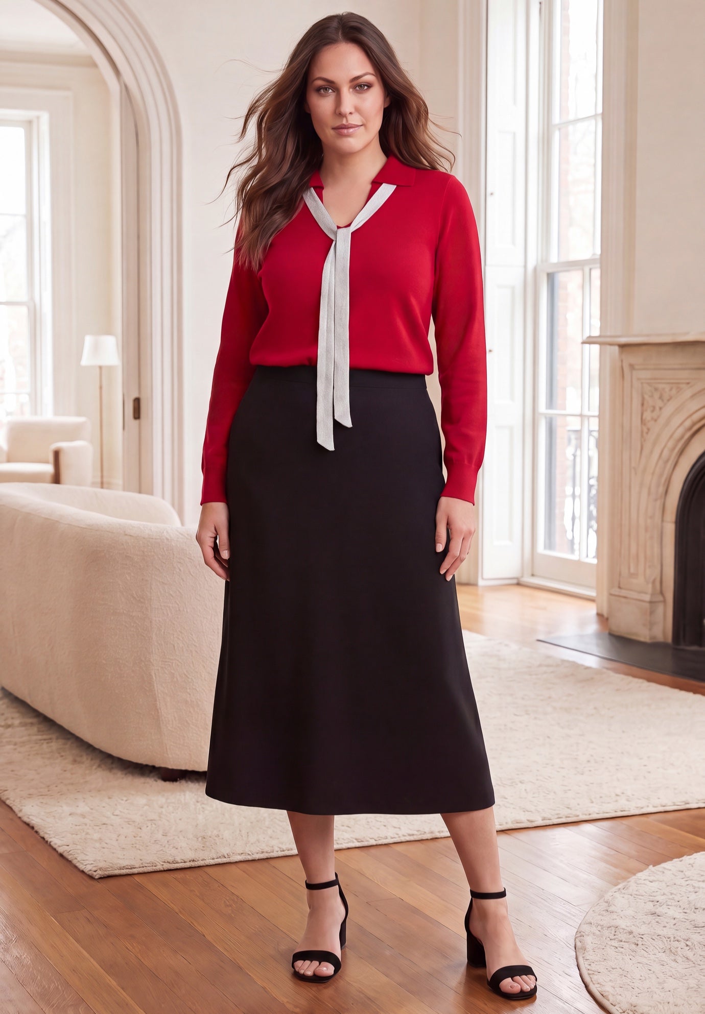 Pullover Tie-Collar Sweater image number 1