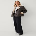 Button-Front Faux Leather Shearling Coat image number 1
