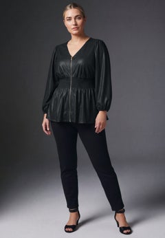 Liquid Knit Zip Front Top