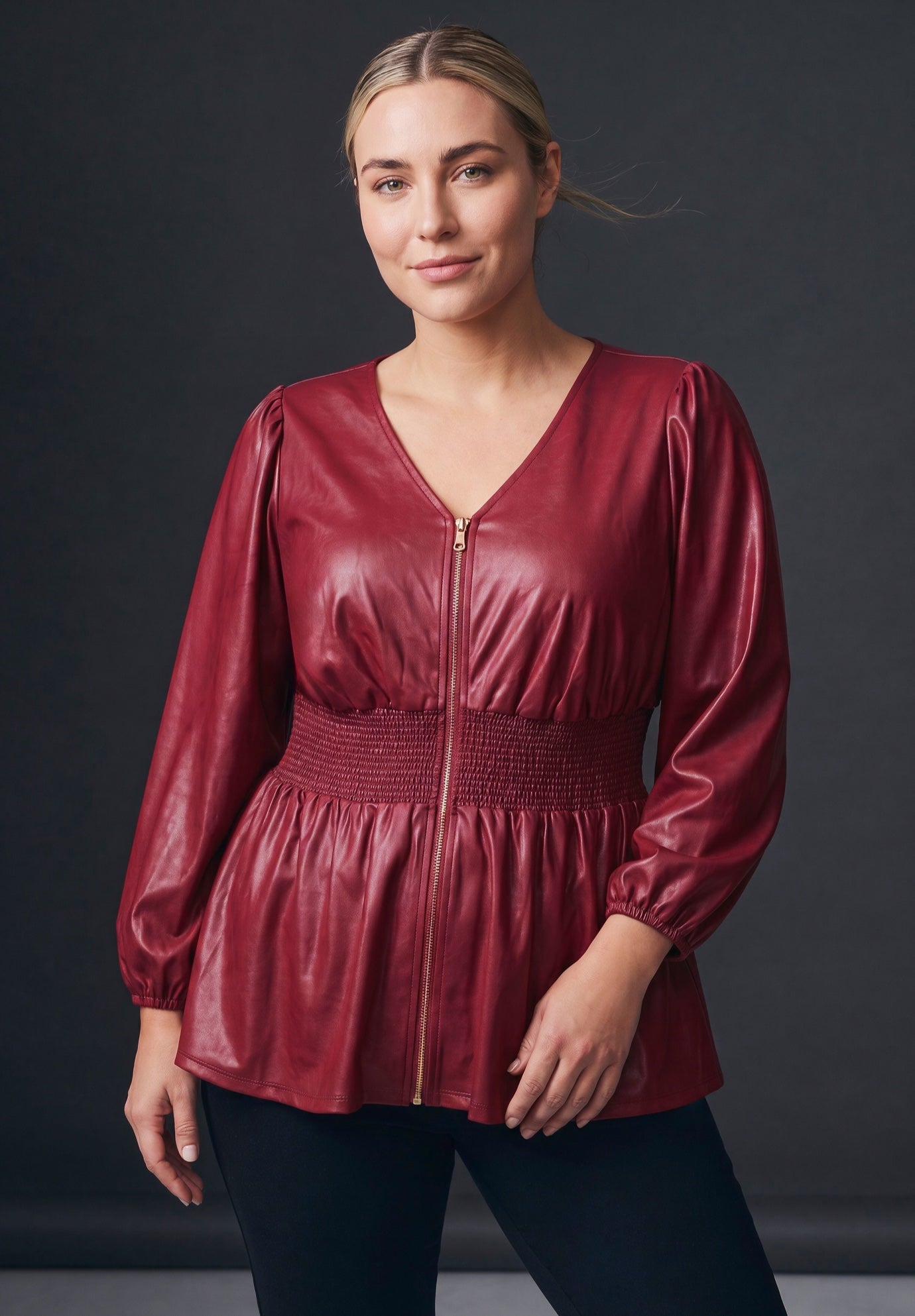 Liquid Knit Zip Front Top image number 0