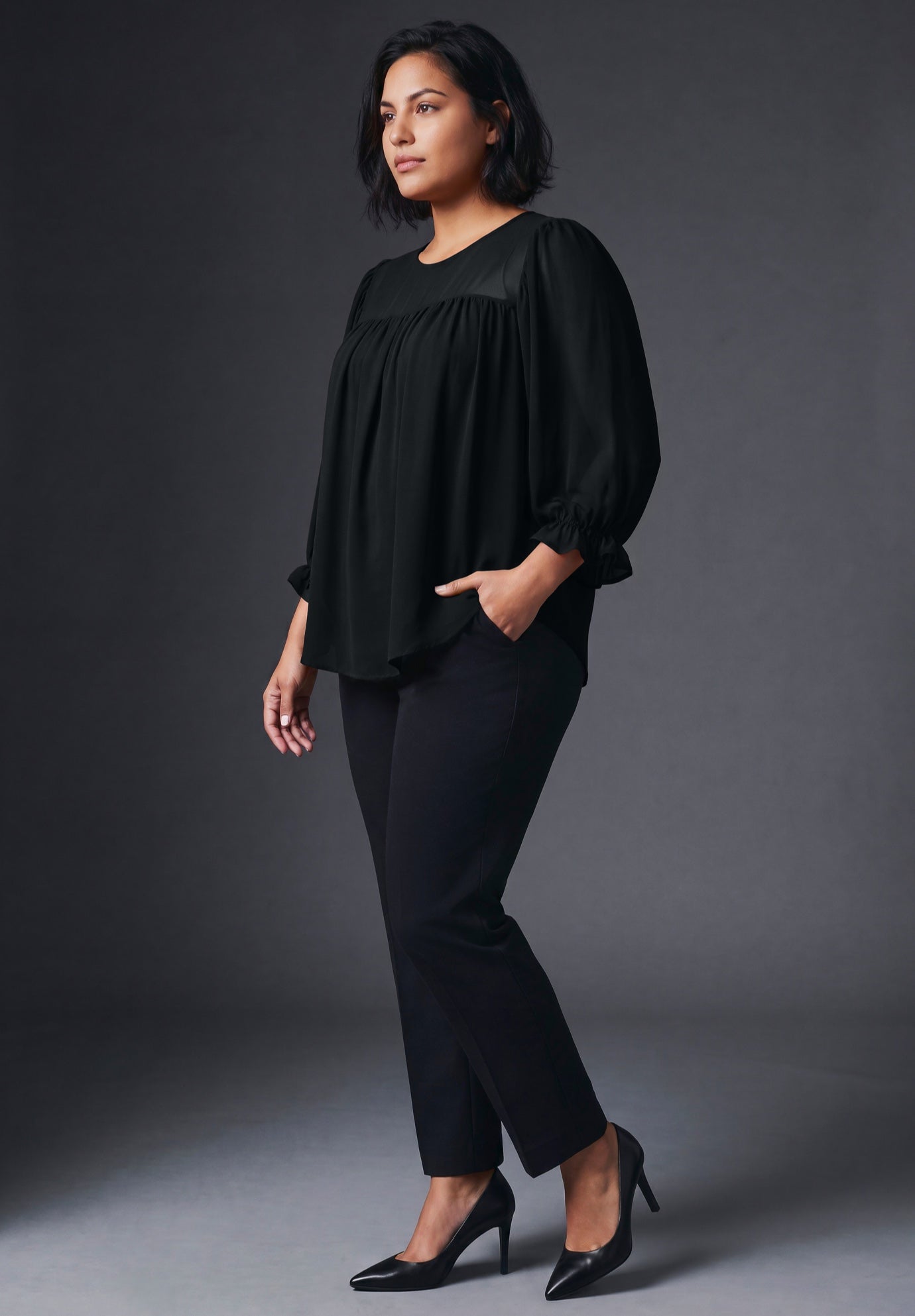Gathered Sheer Blouse image number 2