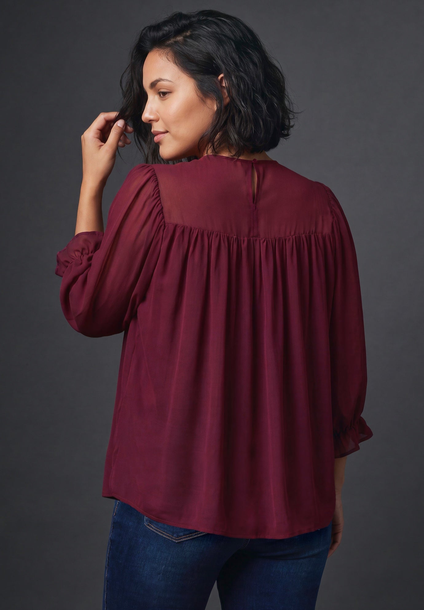 Gathered Sheer Blouse image number 1