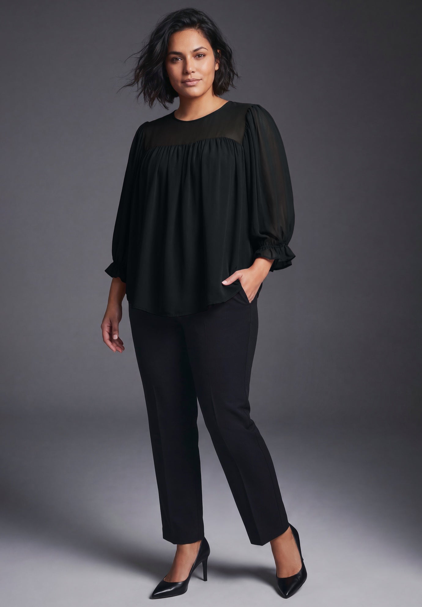 Gathered Sheer Blouse image number 0