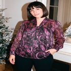 Lorissa Lurex Stripe Neck Tie Blouse image number 1