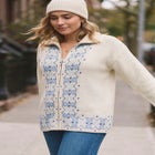 Fairisle Zip Front Cardigan image number 1