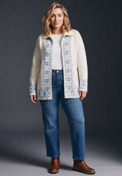 Fairisle Zip Front Cardigan
