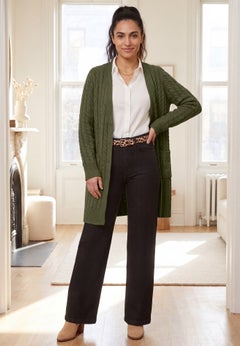 Cable Button-Front Cardigan