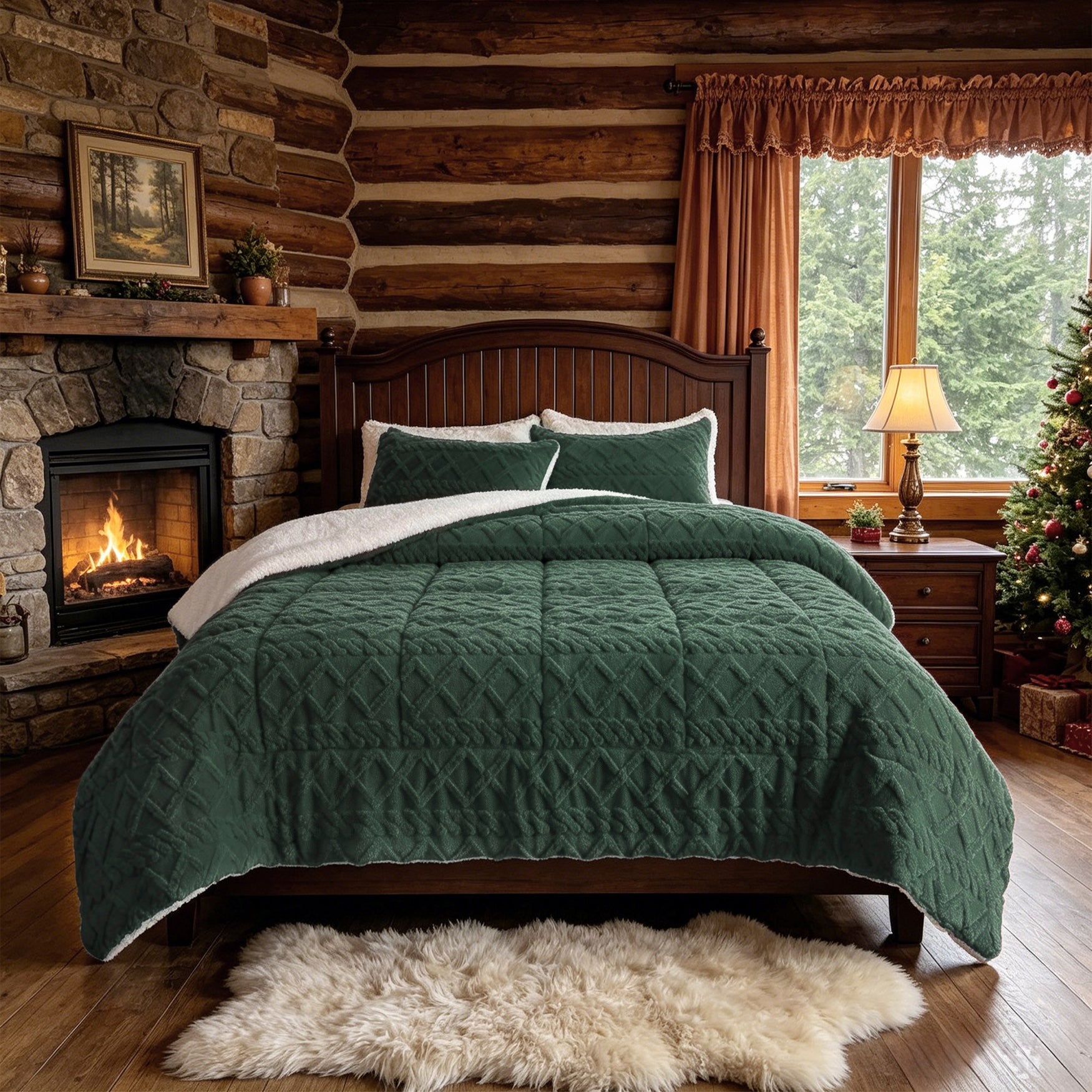 Flocked Sherpa Comforter Set image number 0