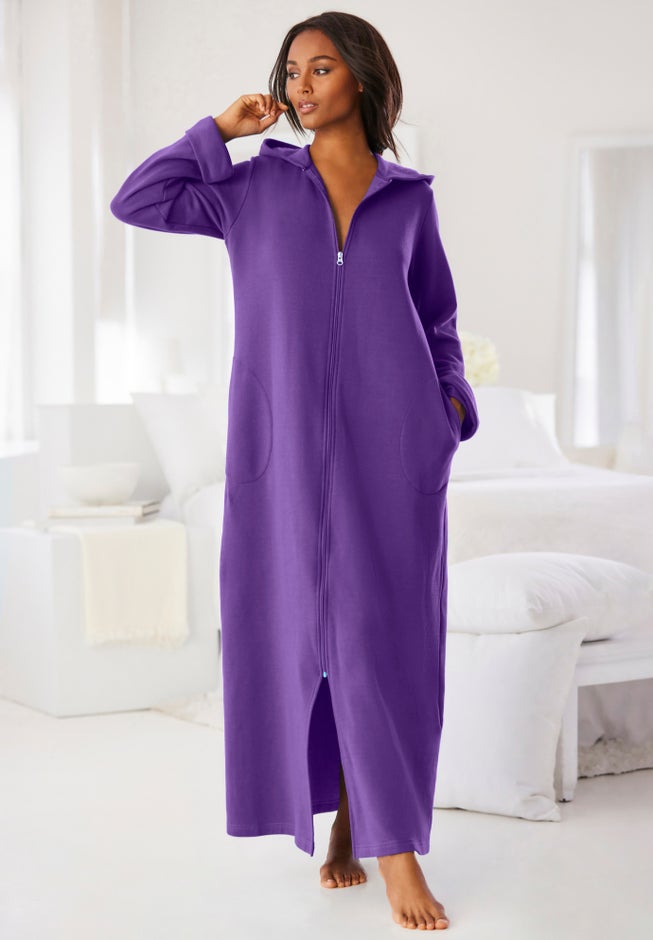 Long Hooded Fleece Sweatshirt Robe image number 5