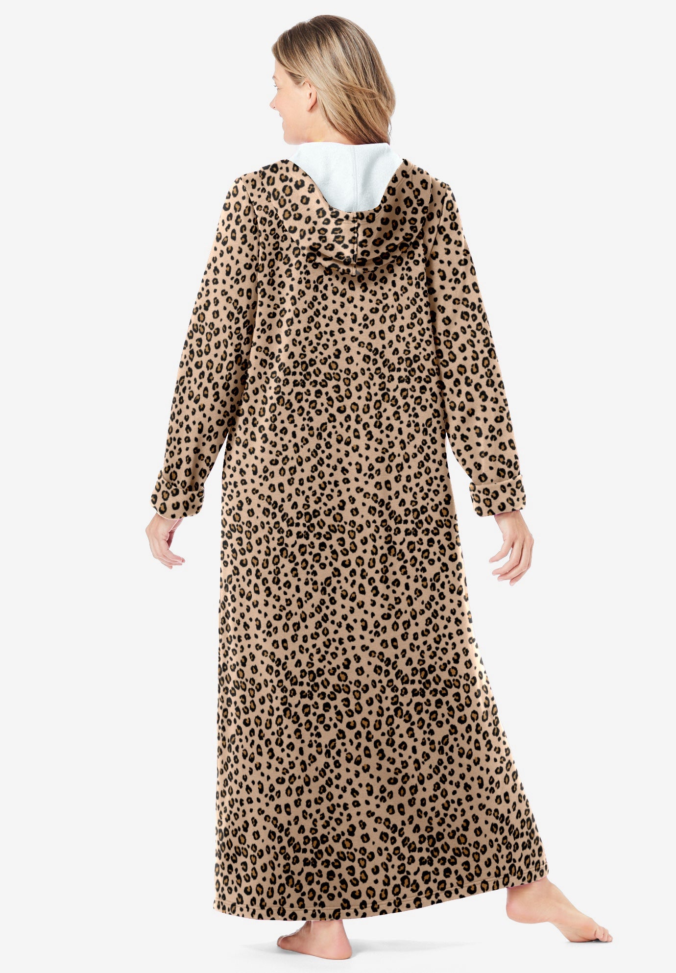 Long Hooded Fleece Sweatshirt Robe image number 1