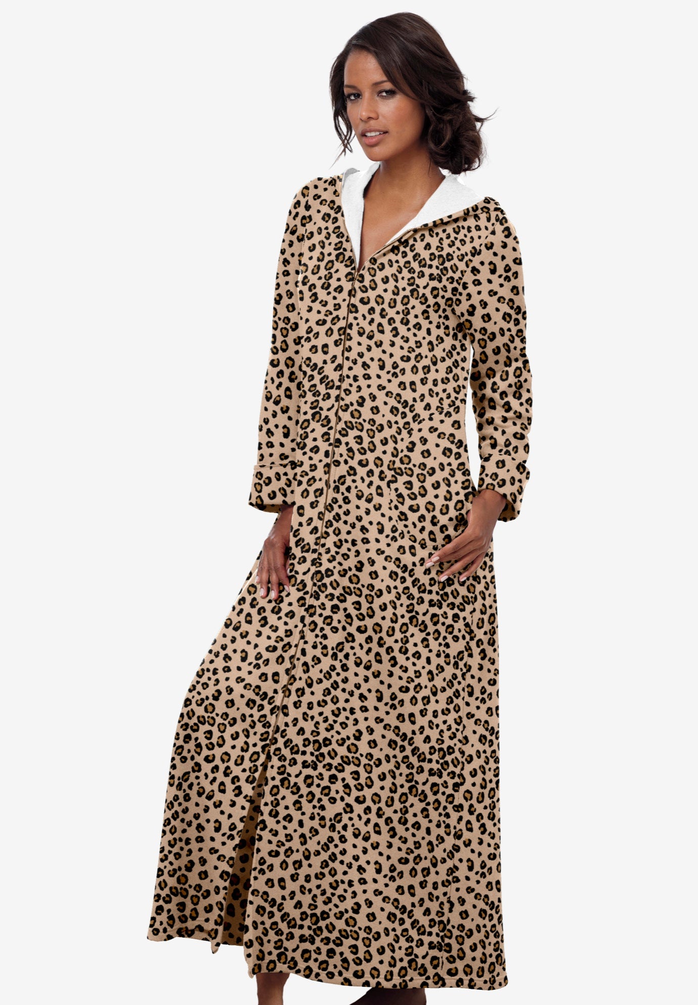 Long Hooded Fleece Sweatshirt Robe image number 0