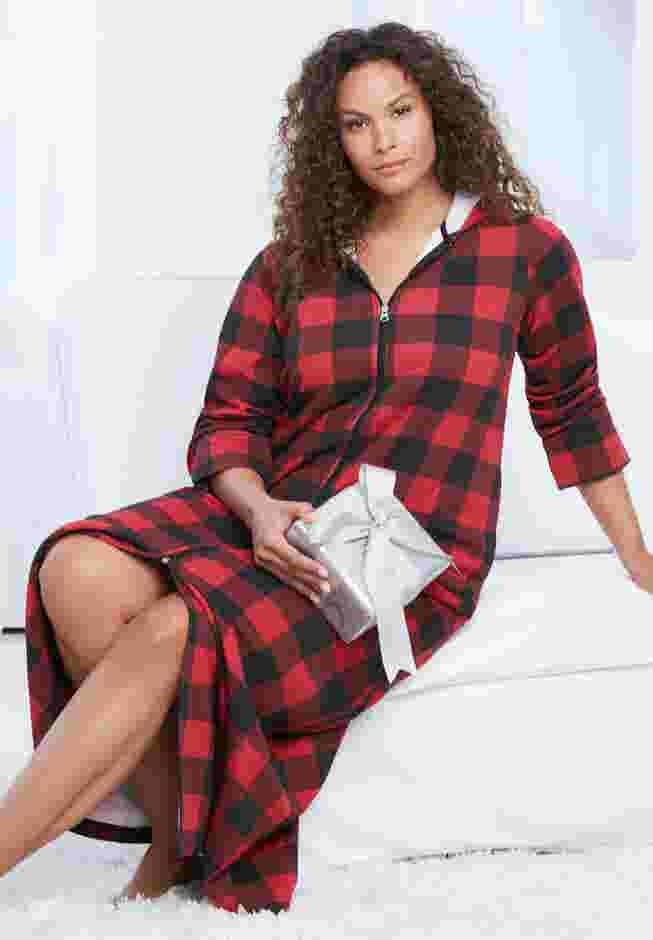 Long Hooded Fleece Sweatshirt Robe image number 4