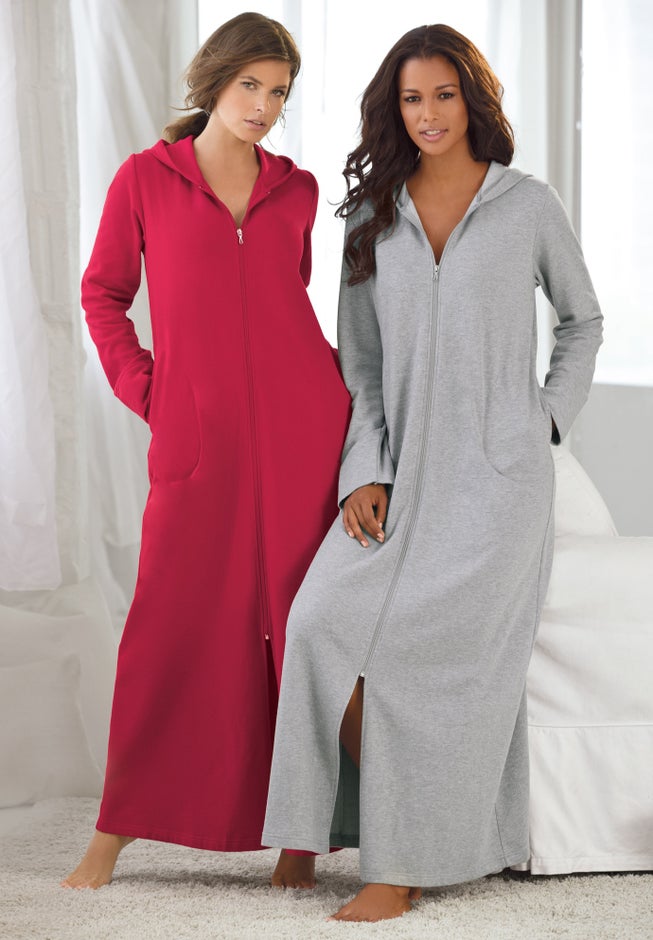 Long Hooded Fleece Sweatshirt Robe image number 6