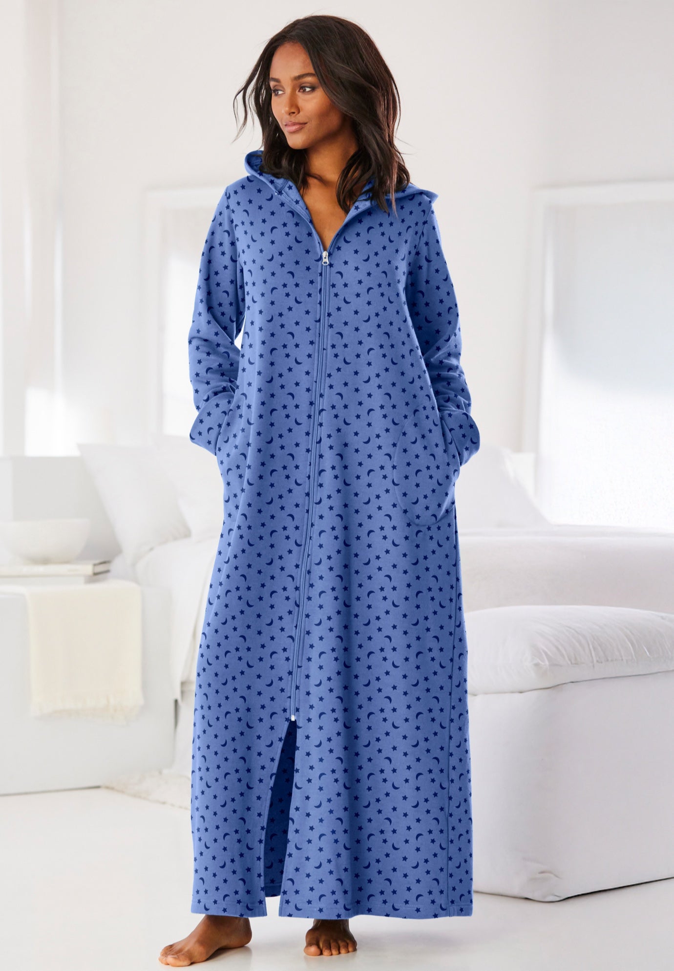 Long Hooded Fleece Sweatshirt Robe image number 0