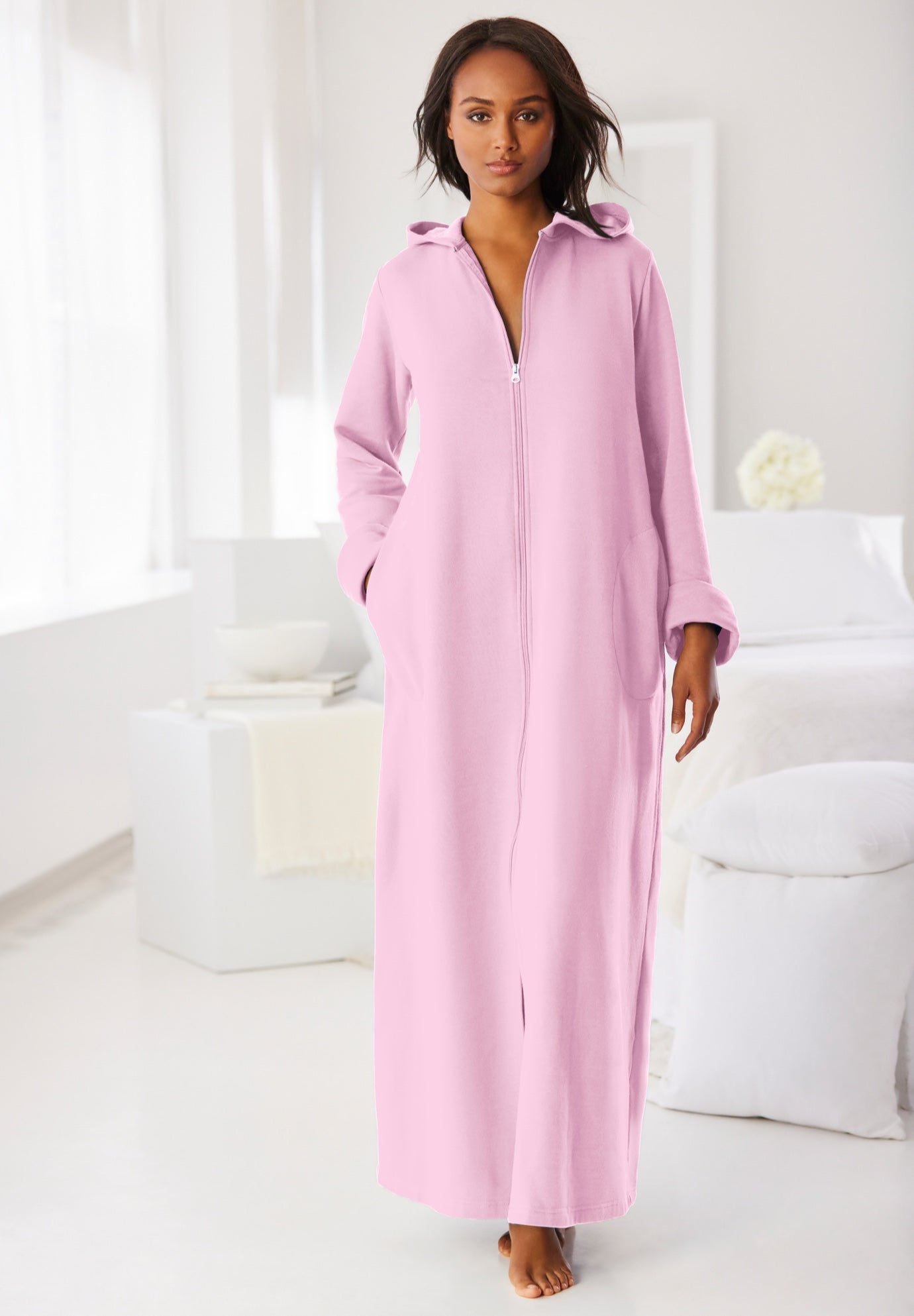 Long Hooded Fleece Sweatshirt Robe image number 0