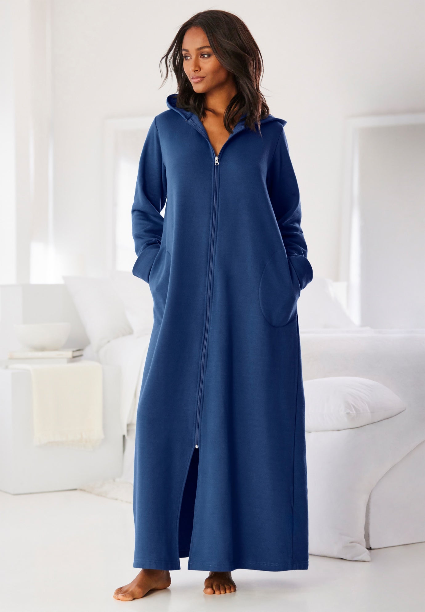 Long Hooded Fleece Sweatshirt Robe image number 0