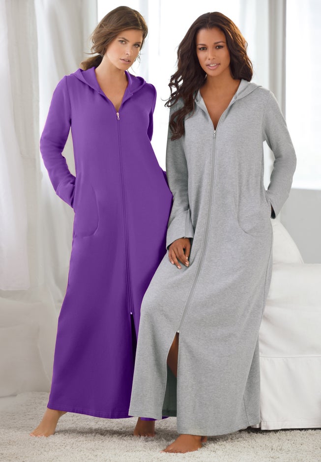 Long Hooded Fleece Sweatshirt Robe image number 4