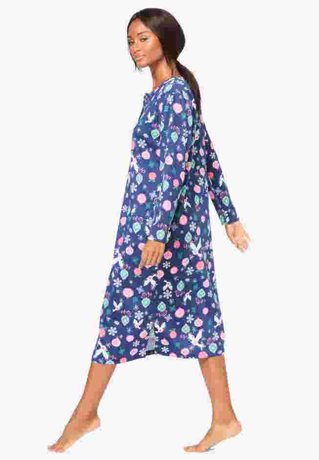Long-Sleeve Henley Print Sleepshirt  image number 3