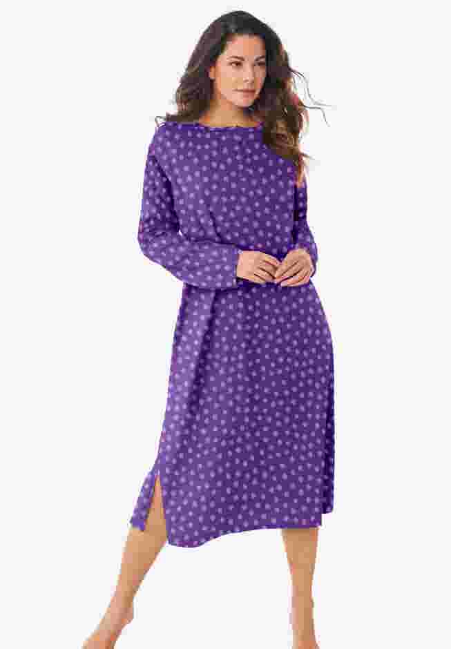 Long-Sleeve Henley Print Sleepshirt  image number 0
