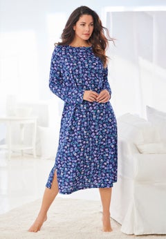 Long-Sleeve Henley Print Sleepshirt