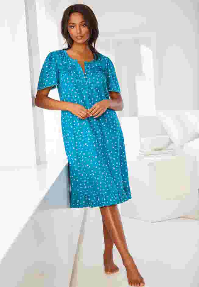 Short Floral Print Cotton Gown image number 4