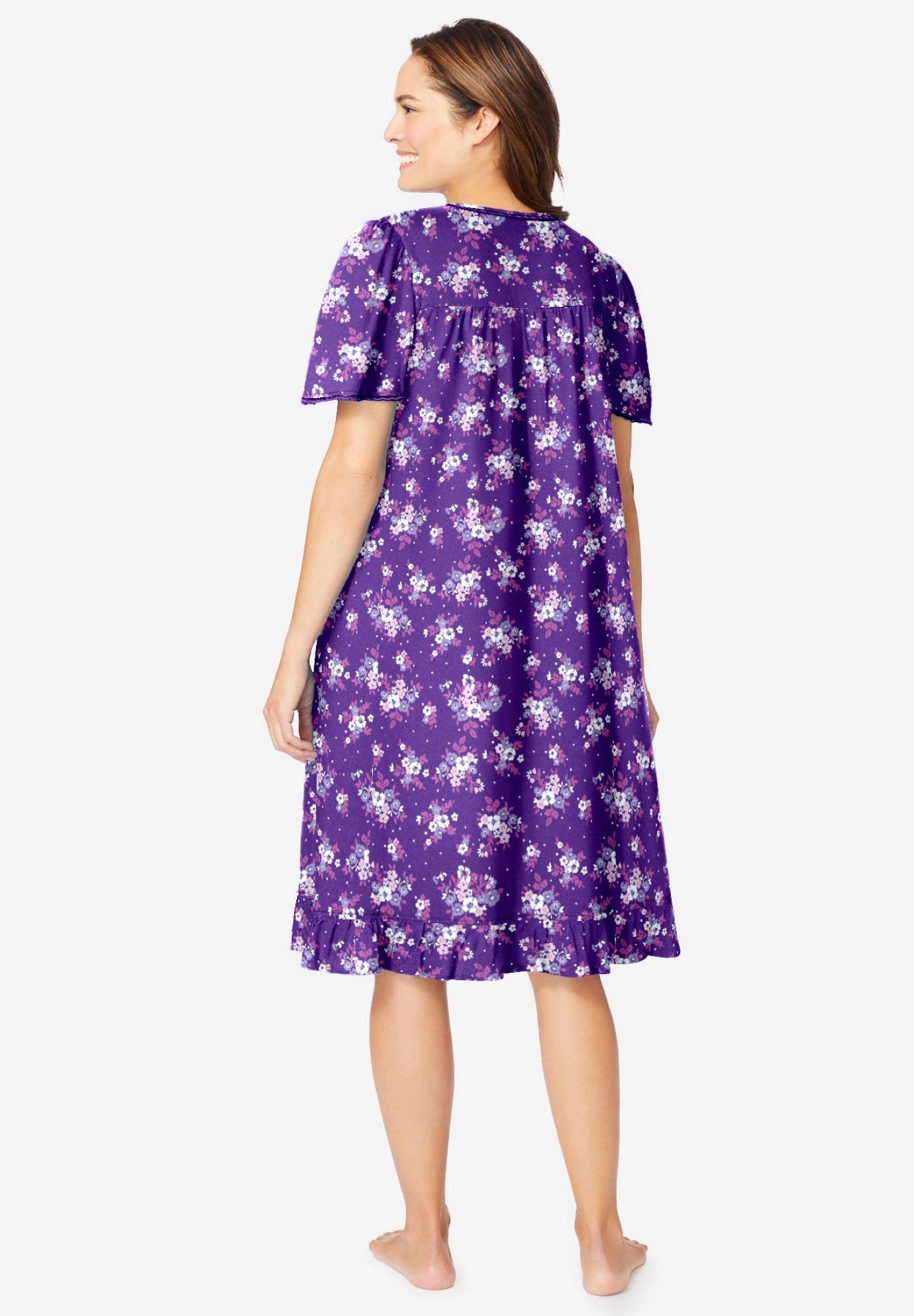Short Floral Print Cotton Gown image number 1