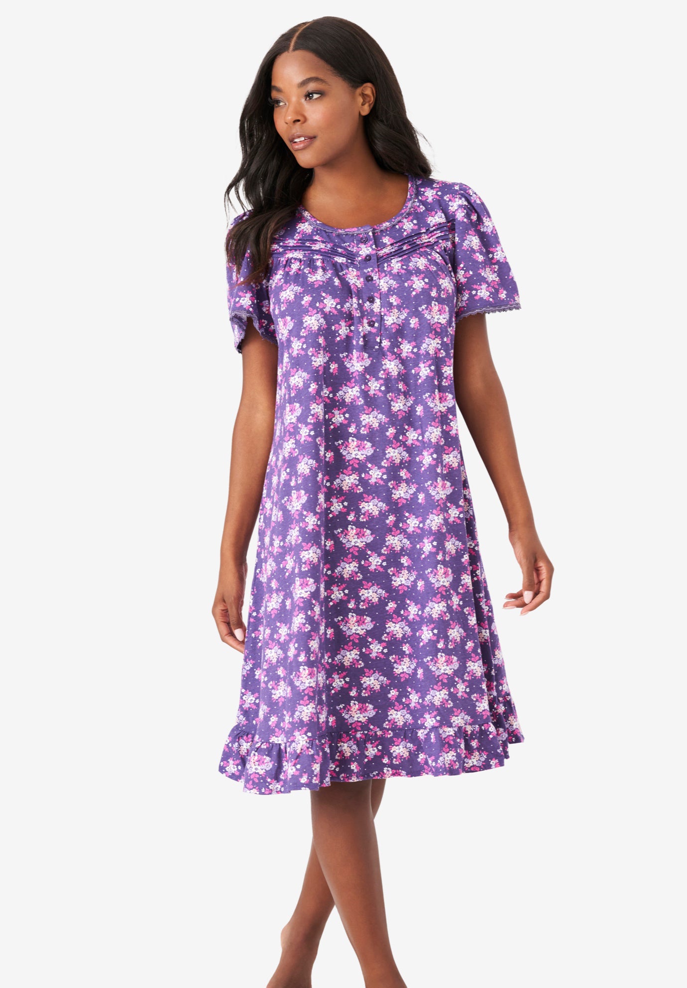 Short Floral Print Cotton Gown image number 0