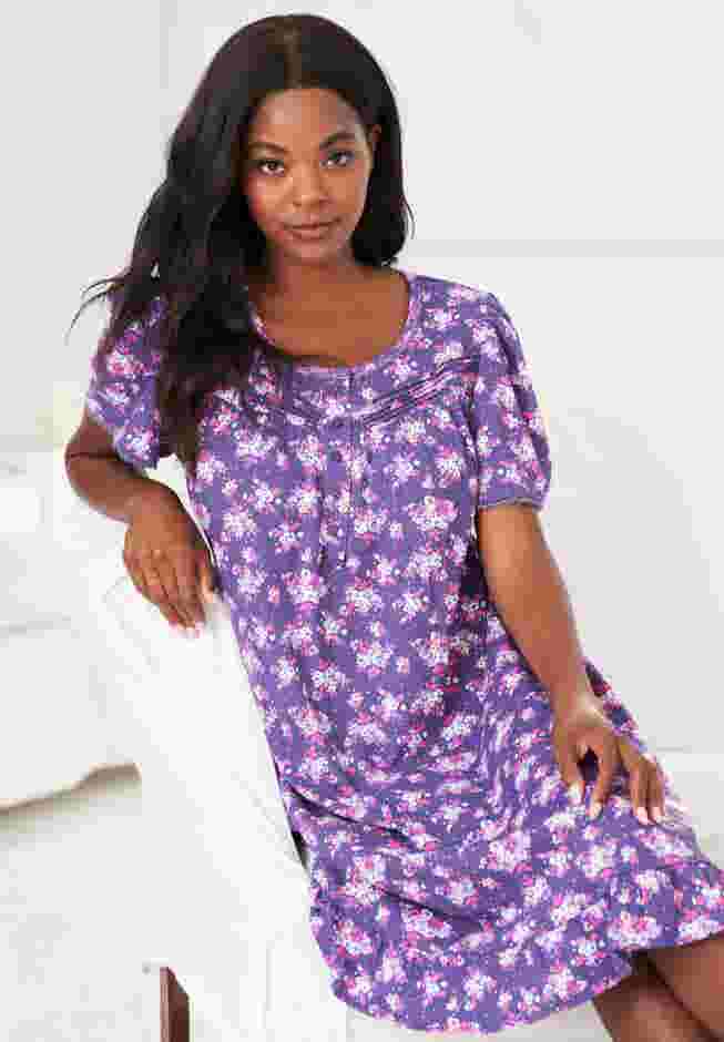 Short Floral Print Cotton Gown image number 7