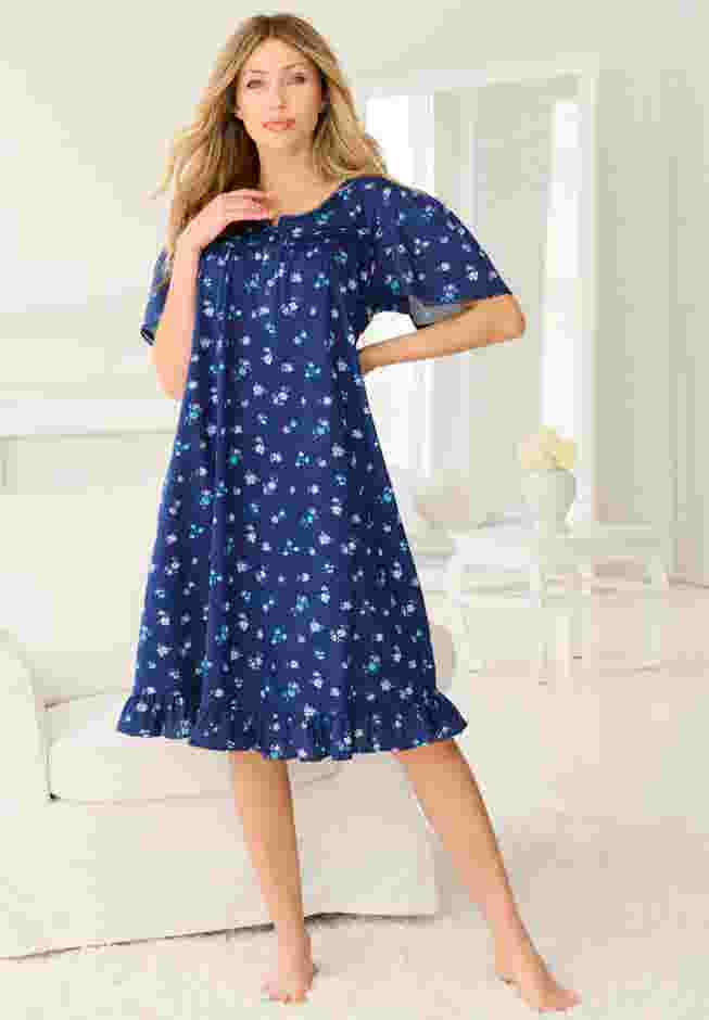 Short Floral Print Cotton Gown image number 0
