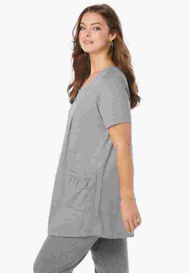 Plus Size Two Pocket Soft Knit Swing Tunic image number 3