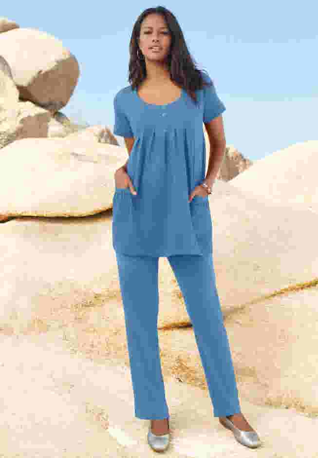 Plus Size Two Pocket Soft Knit Swing Tunic image number 5