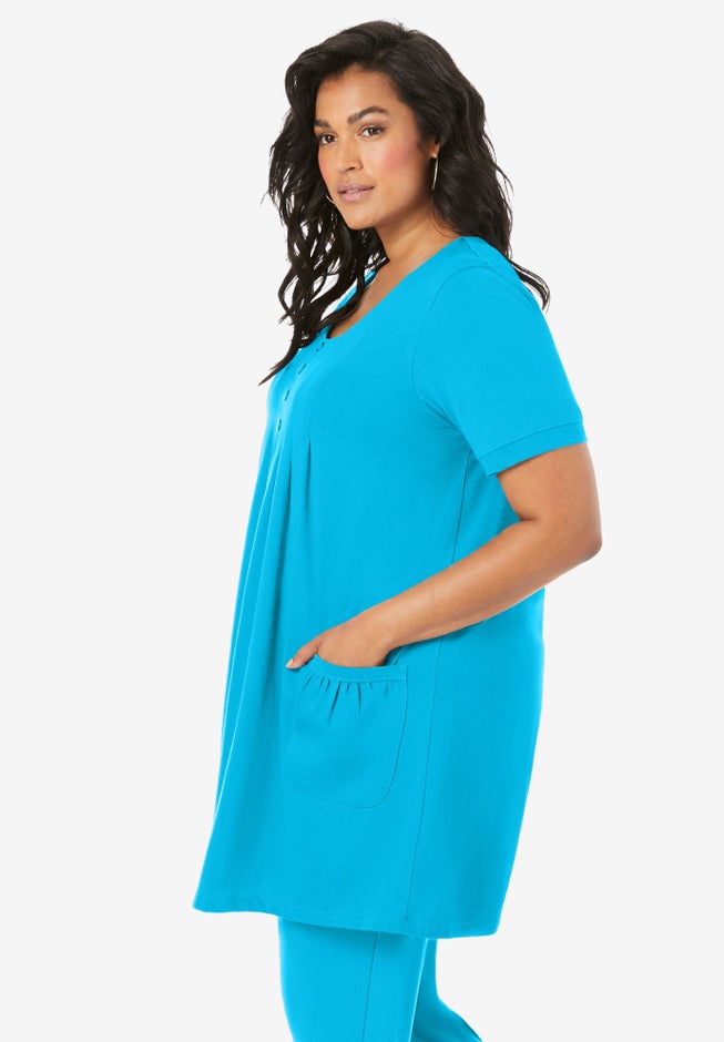 Plus Size Two Pocket Soft Knit Swing Tunic image number 4
