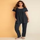 Plus Size Two Pocket Soft Knit Swing Tunic image number 0