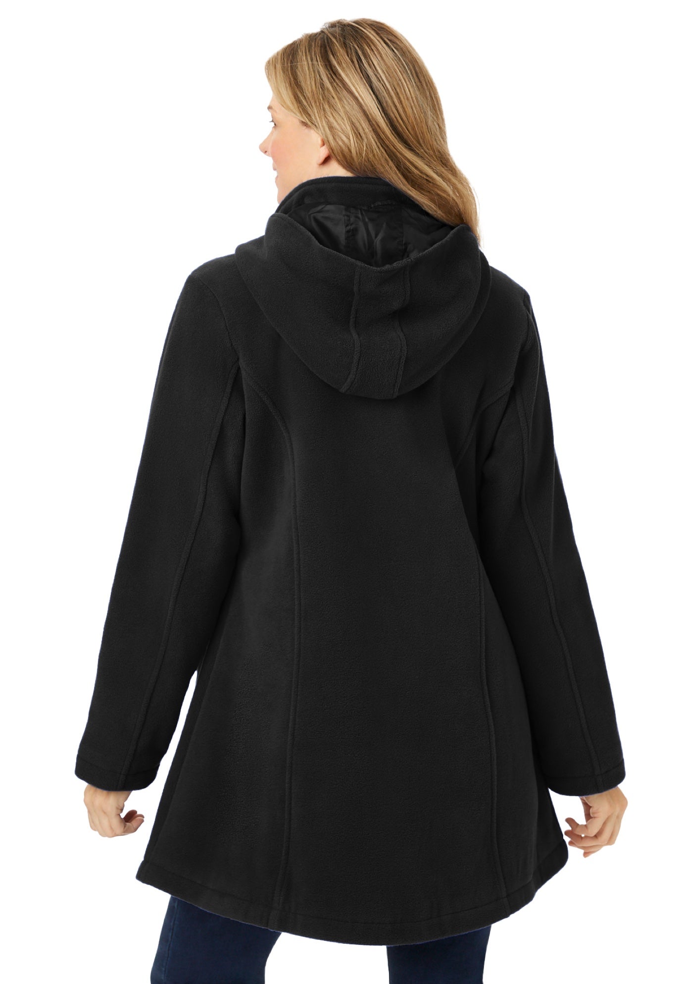 Hooded A-Line Fleece Coat image number 1