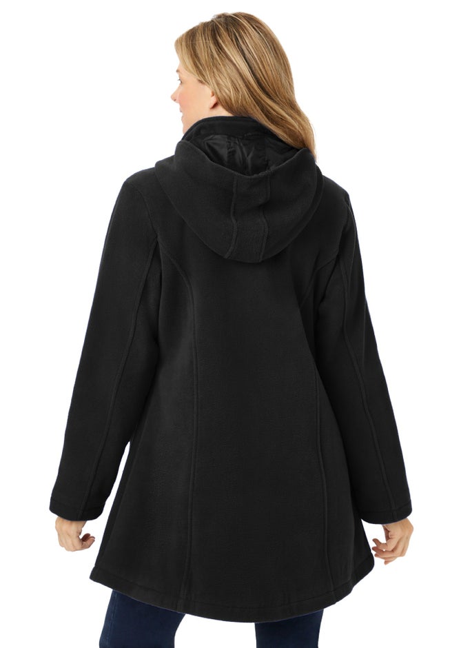 Hooded A-Line Fleece Coat image number 1