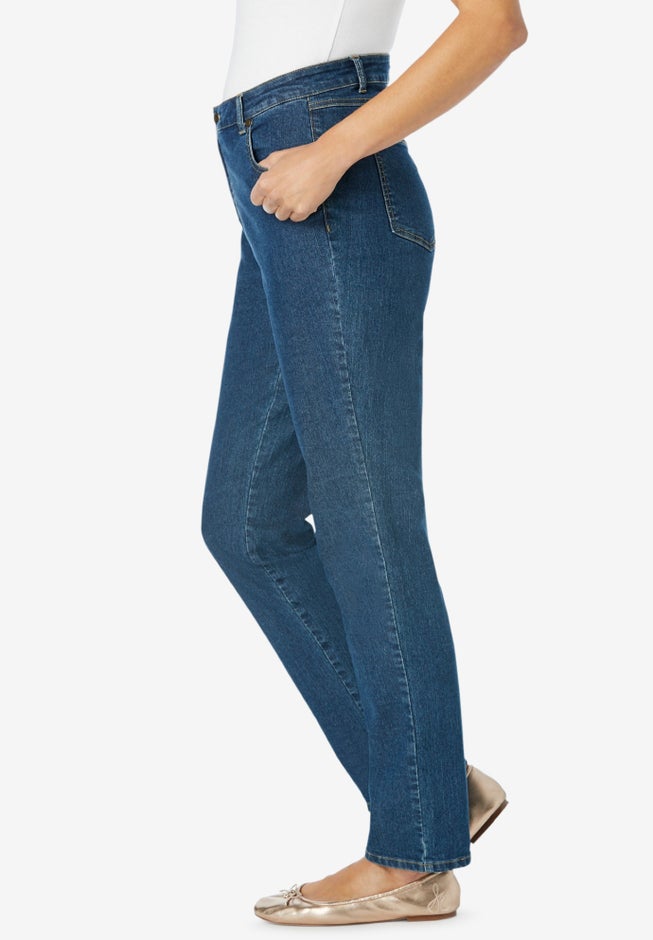 Straight-Leg Stretch Denim Five-Pocket Jeans image number 2