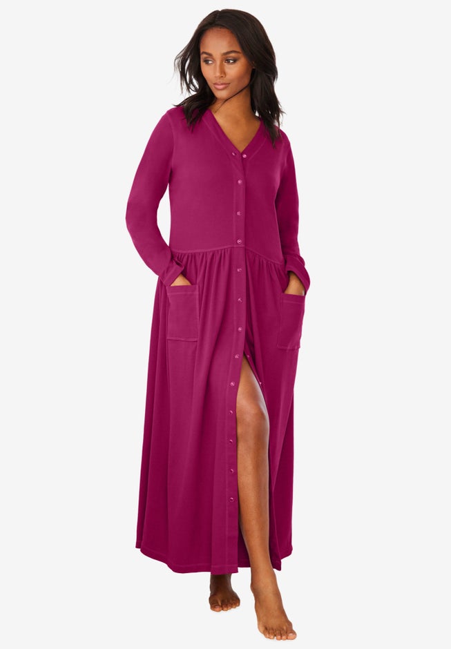 Long Snap-Front Knit Lounger image number 4