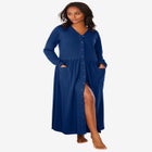 Long Snap-Front Knit Lounger image number null