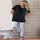 Perfect Short-Sleeve Shirred V-Neck Tunic image number null