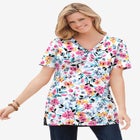 Perfect Short-Sleeve Shirred V-Neck Tunic image number null