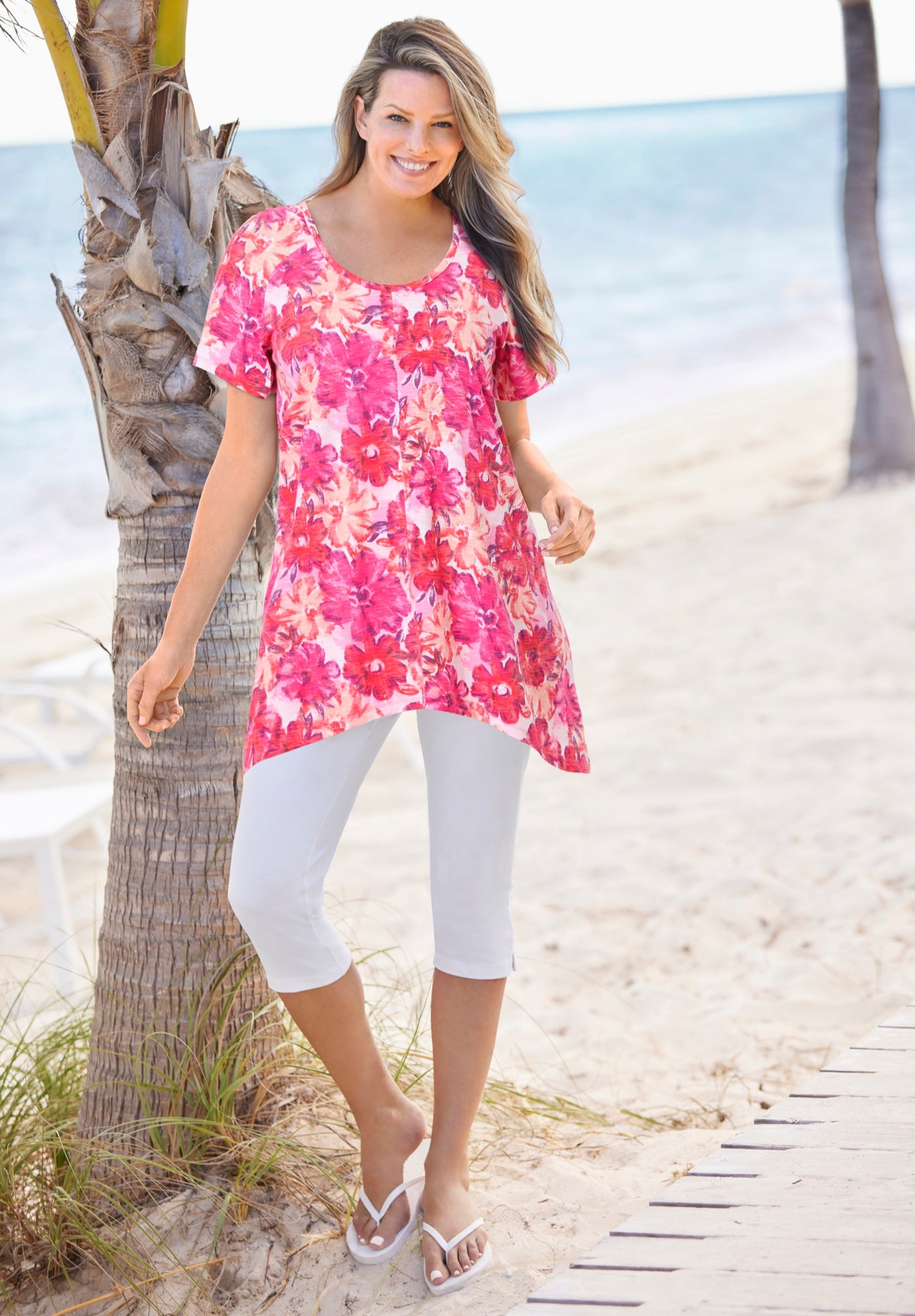 Stretch-Cotton Knit Pull-On Capri Leggings image number 0